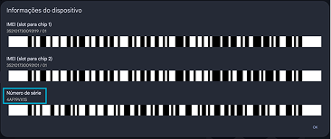 Informações do dispositivo - Número de série